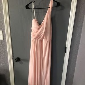David’s bridal long bridesmaid dress color: petal